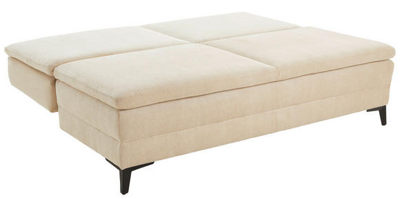 BOXSPRINGSOFA Charlize in Cord Beige  - Beige/Schwarz, Design, Textil/Metall (200/100/108cm) - Novel