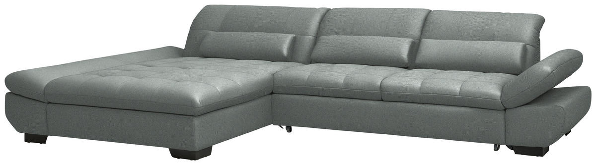 ECKSOFA Flachgewebe Mintgrau  - Mintgrau/Schwarz, Design, Textil/Metall (204/341cm) - Xora