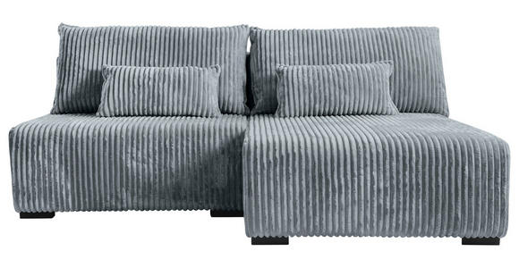 ECKSOFA Grau Cord Rückenkissen, Nierenkissen, Bettkasten  - Schwarz/Grau, MODERN, Holz/Textil (210/146cm) - Carryhome