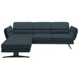 ECKSOFA Petrol Flachgewebe  - Petrol/Schwarz, Design, Textil/Metall (176-217/279-327cm) - Dieter Knoll