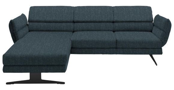 ECKSOFA Petrol Flachgewebe  - Petrol/Schwarz, Design, Textil/Metall (176-217/279-327cm) - Dieter Knoll