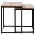 COUCHTISCHSET Eiche massiv quadratisch Naturfarben, Schwarz, Eichefarben  - Eichefarben/Schwarz, MODERN, Holz/Metall (45-50/45-50/37-40cm) - Xora