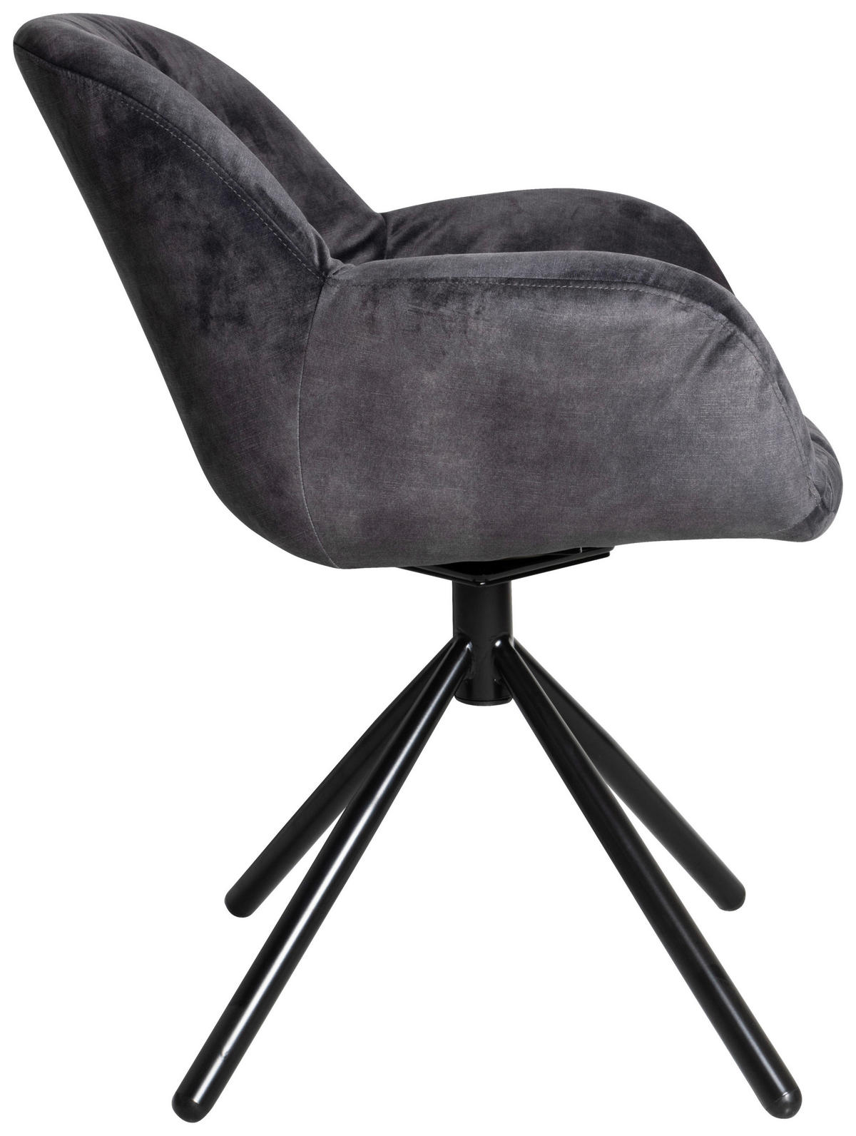 ARMLEHNSTUHL  in Stahl Mikrofaser  - Anthrazit/Schwarz, Design, Textil/Metall (67/86/64cm) - Valdera