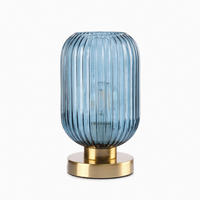 TISCHLEUCHTE 5900 DOROTY 15/15/25 cm   - Graublau/Bernsteinfarben, Design, Glas/Kunststoff (15/15/25cm)