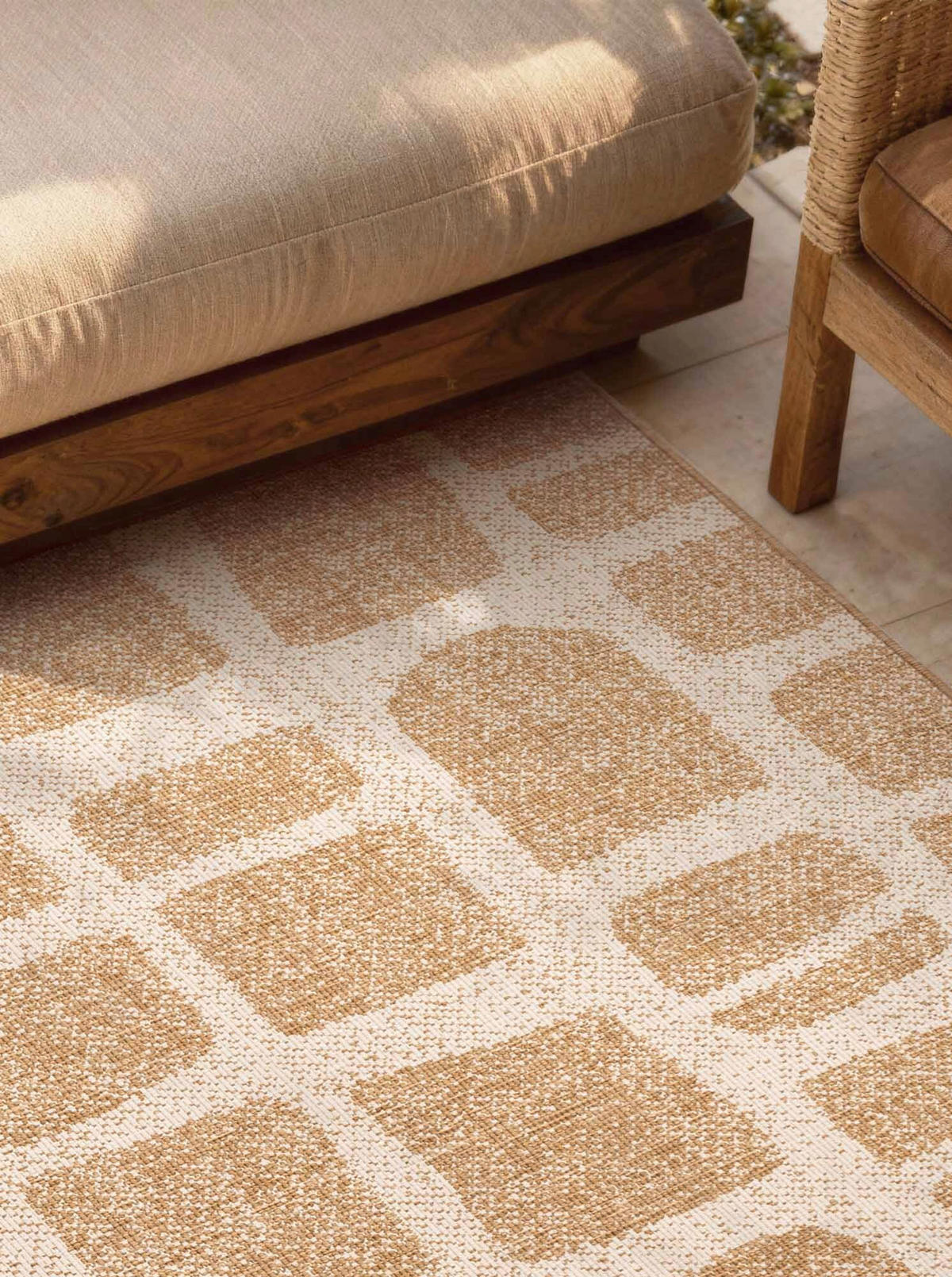 FLACHWEBETEPPICH 160/230 cm Haringey Weiß, Sandfarben rechteckig  - Sandfarben/Weiß, Design, Kunststoff (160/230cm)