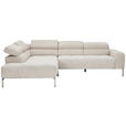 ECKSOFA Naturfarben Flachgewebe  - Chromfarben/Naturfarben, KONVENTIONELL, Textil/Metall (224/282cm) - Hom`in
