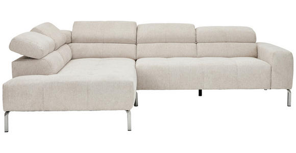 ECKSOFA Naturfarben Flachgewebe - Chromfarben/Naturfarben, KONVENTIONELL, Textil/Metall (224/282cm) - Hom`in