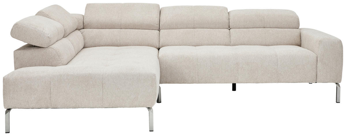 ECKSOFA Naturfarben Flachgewebe  - Chromfarben/Naturfarben, KONVENTIONELL, Textil/Metall (224/282cm) - Hom`in