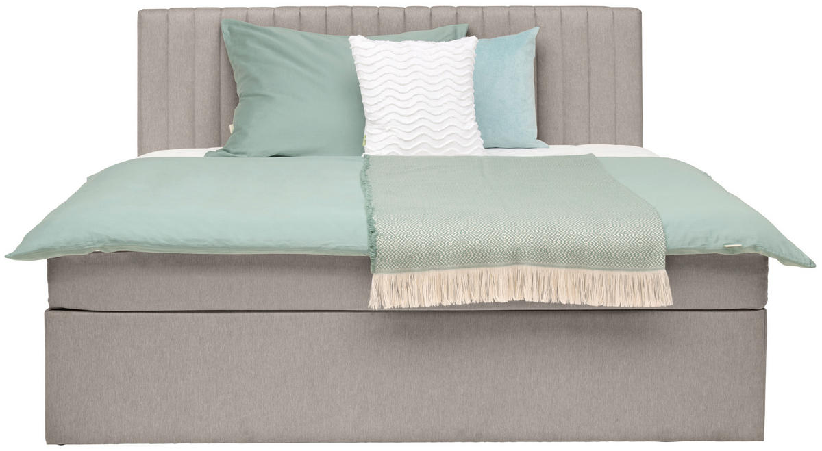 BOXBETT 180/200 cm,  in Hellgrau, H3 + H3 = fest  - Hellgrau, MODERN, Holz/Textil (180/200cm) - MID.YOU