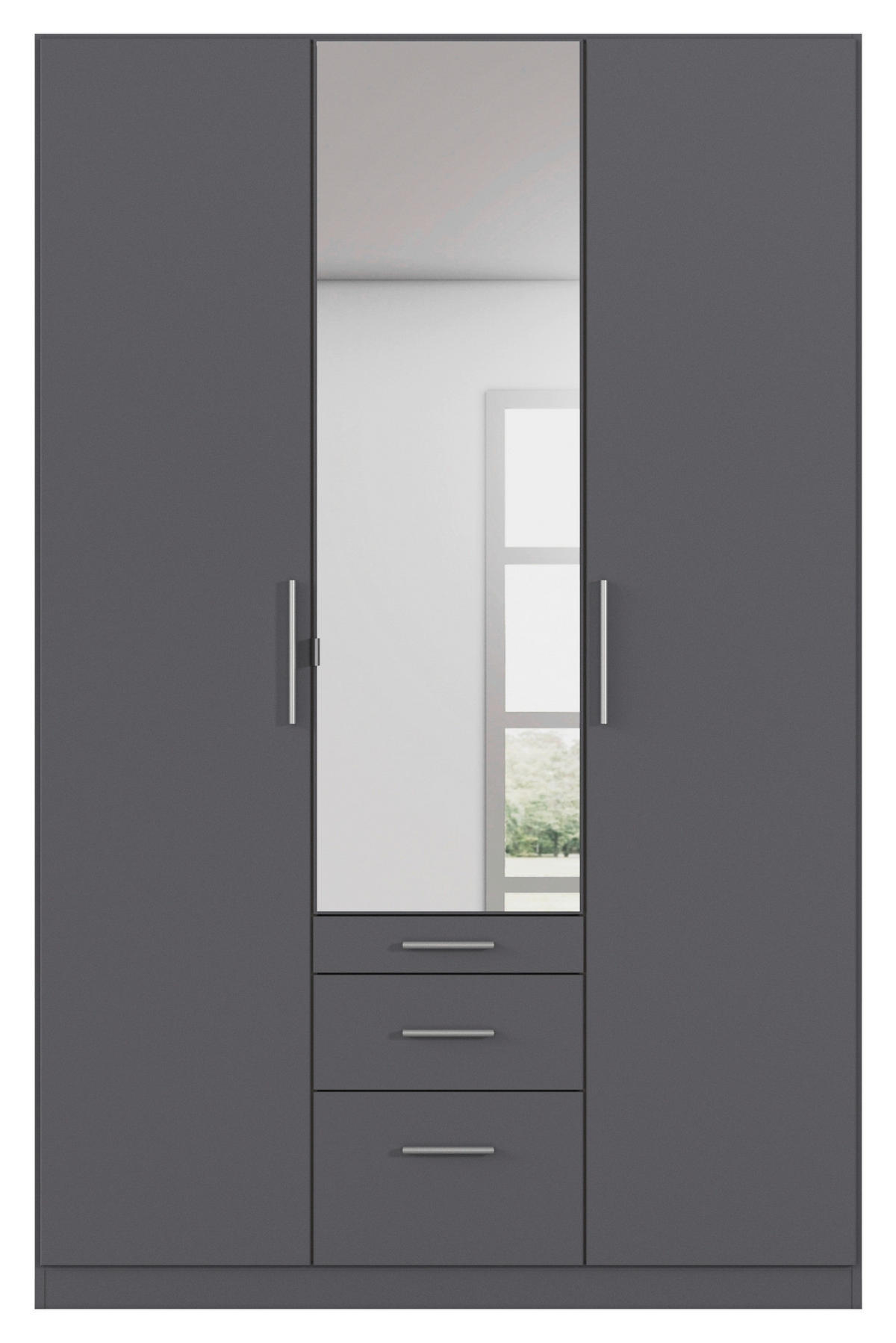 DREHTÜRENSCHRANK 136/197/54 cm,  in Grau, 3-türig  - Alufarben/Grau, KONVENTIONELL, Glas/Holzwerkstoff (136/197/54cm) - home24