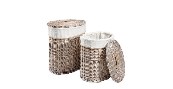 WÄSCHETONNE - Naturfarben/Weiß, LIFESTYLE, Holz/Textil (44/30/48cm) - Landscape