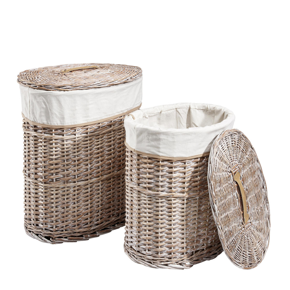 WÄSCHETONNE - Naturfarben/Weiß, LIFESTYLE, Holz/Textil (44/30/48cm) - Landscape