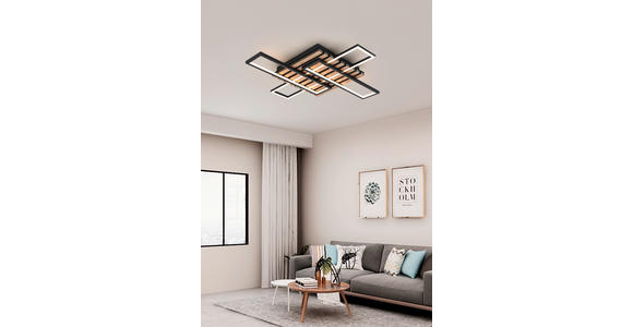 LED-DECKENLEUCHTE 73,5/66,5/7,5 cm - Eichefarben/Schwarz, Natur, Holzwerkstoff/Kunststoff (73,5/66,5/7,5cm) - Novel