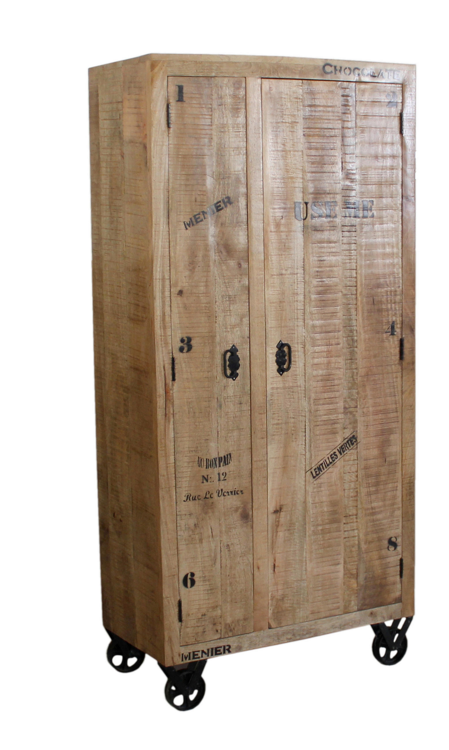 Mid.you Garderobenschrank Natur, Schwarz 90x190x45 cm