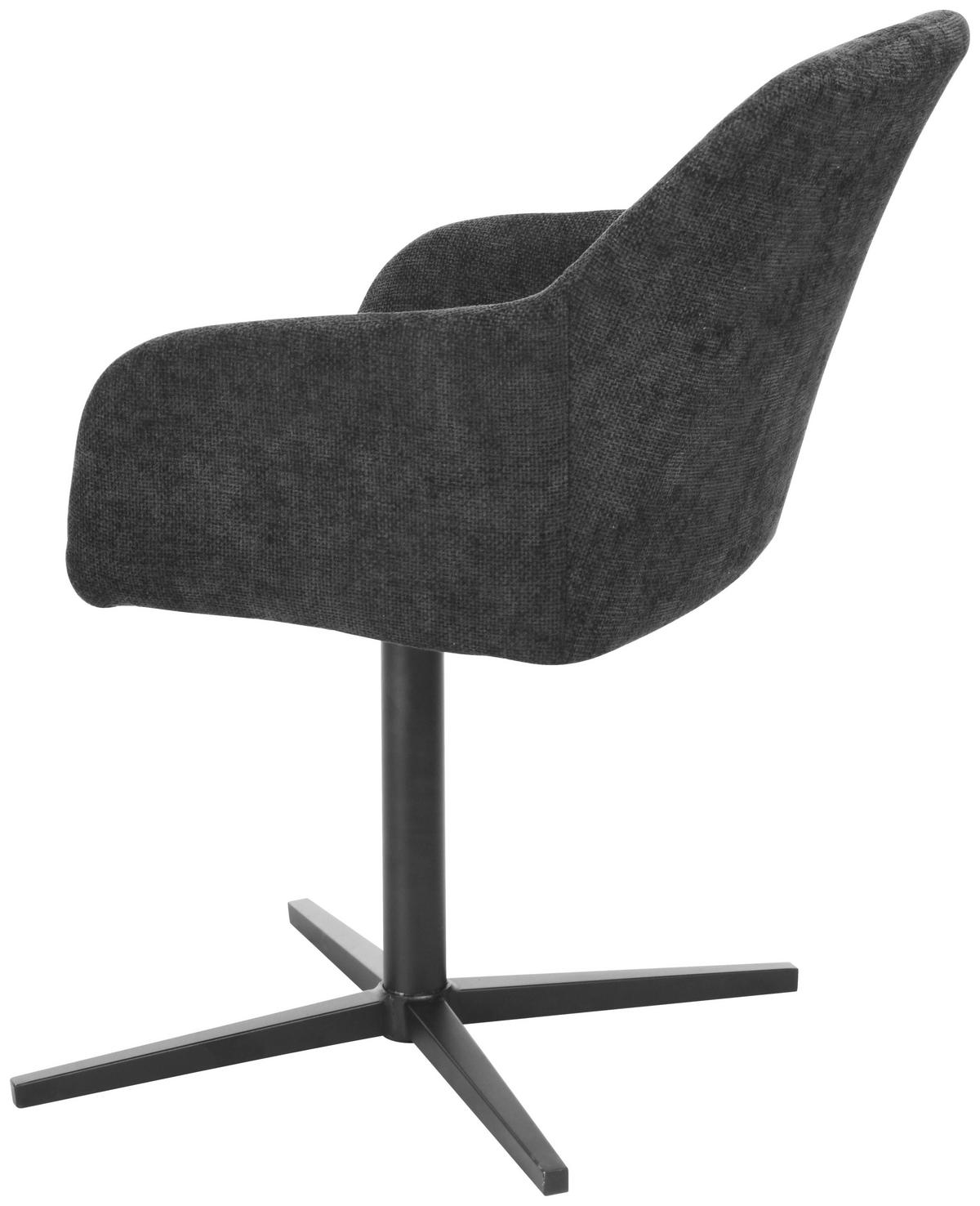 ŽIDLE S PODRUČKAMI, železo, vzhled lnu, černá - černá, Moderní, kov/dřevo (54/84/61cm) - Livetastic