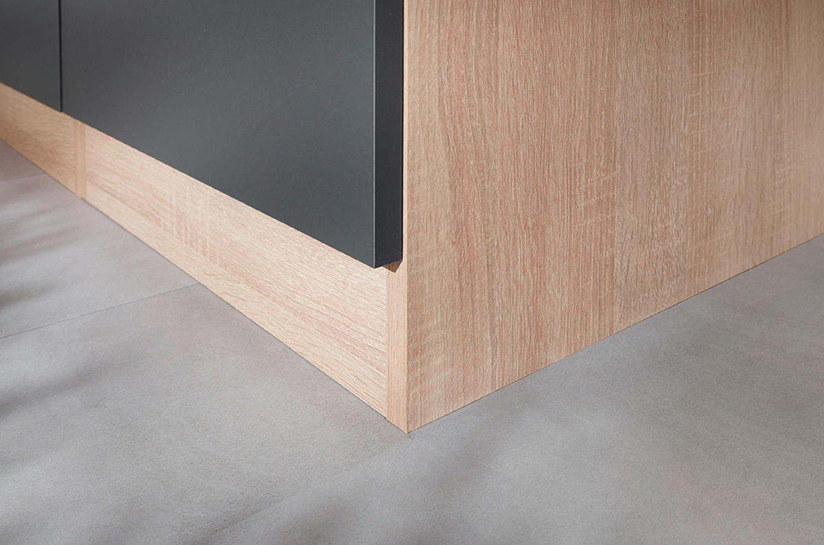 BUFFET 100/200/60 cm  in Grau, Eichefarben  - Eichefarben/Silberfarben, Basics, Glas/Holzwerkstoff (100/200/60cm) - Respekta
