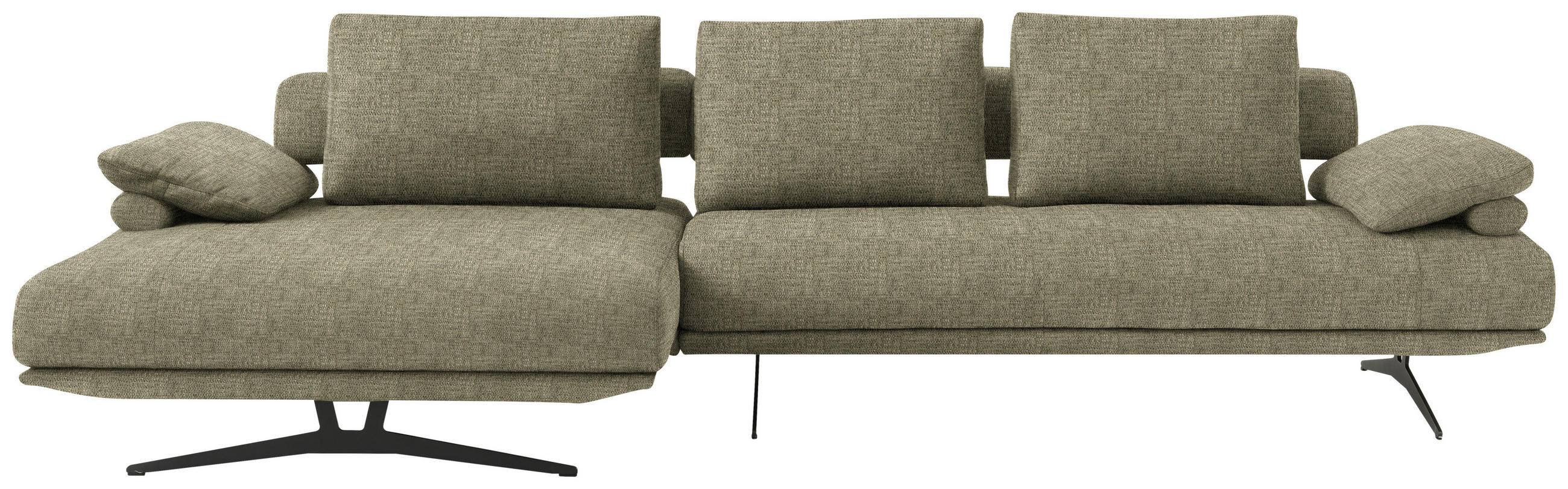 ECKSOFA in Chenille Hellgrün  - Schwarz/Hellgrün, Design, Textil/Metall (168/334cm) - Dieter Knoll