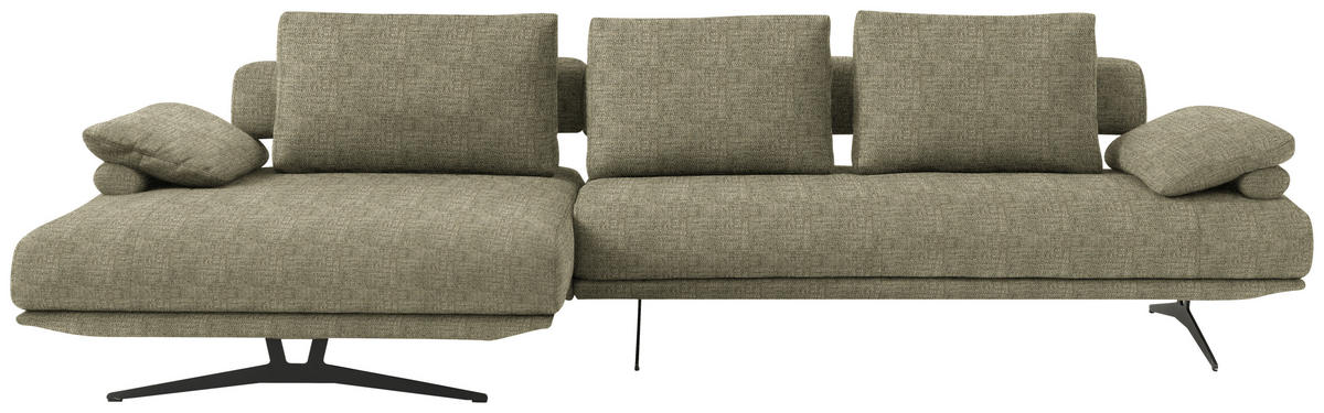 ECKSOFA in Chenille Hellgrün  - Schwarz/Hellgrün, Design, Textil/Metall (168/334cm) - Dieter Knoll