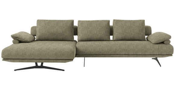 ECKSOFA in Chenille Hellgrün 168/334 cm - Schwarz/Hellgrün, Design, Textil/Metall (168/334cm) - Dieter Knoll