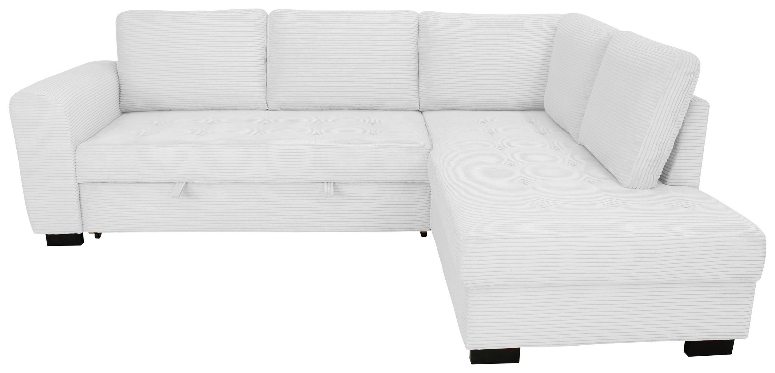 ECKSOFA JOHN Silberfarben Cord Rückenkissen, Bettkasten, Liegefläche im Originalstoff  - Silberfarben/Schwarz, Trend, Kunststoff/Textil (239/178cm) - P & B