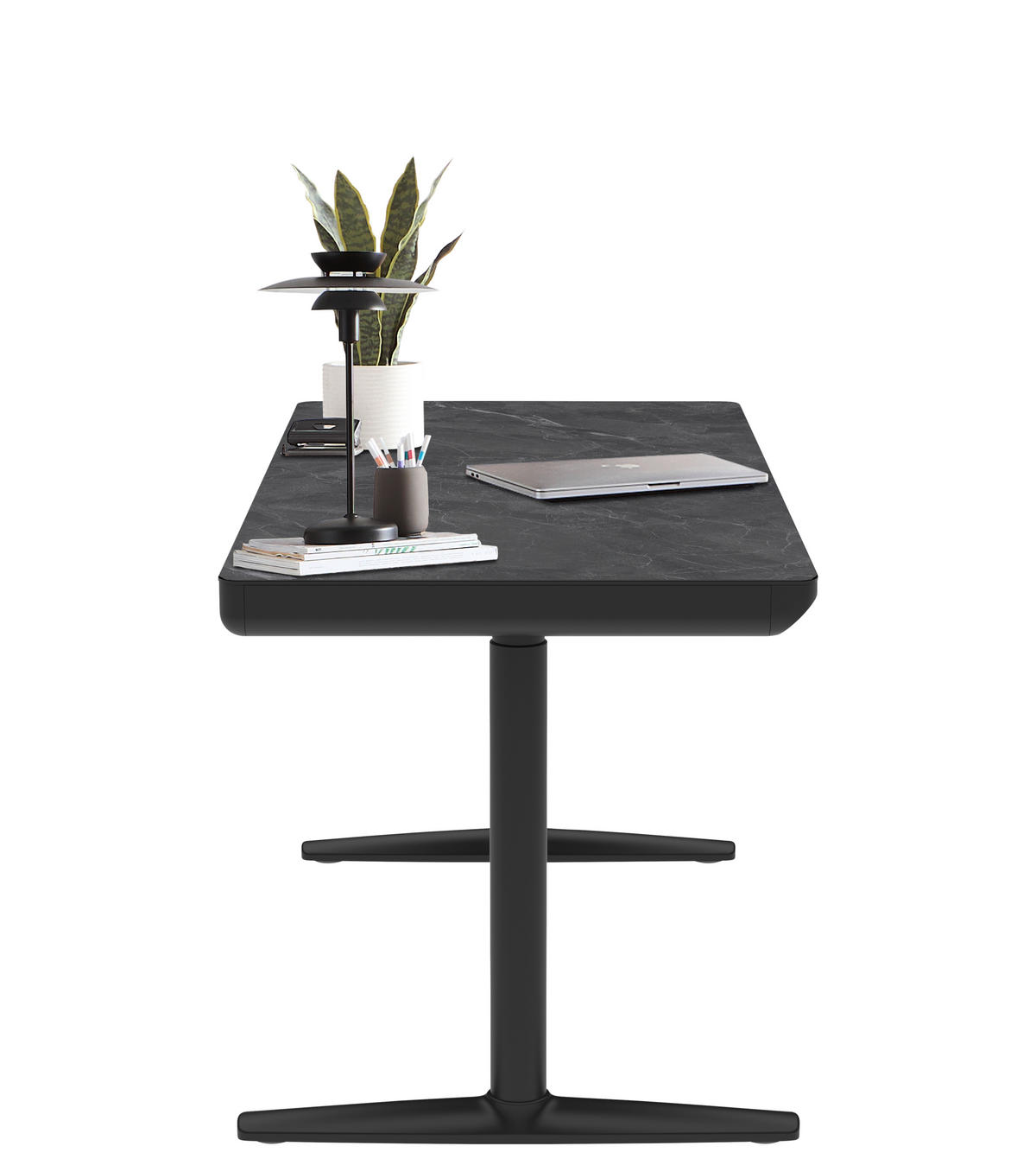 SKRIVBORD 140/70/73-118 cm  i svart  - svart, Design, metall/trämaterial (140/70/73-118cm) - Novel