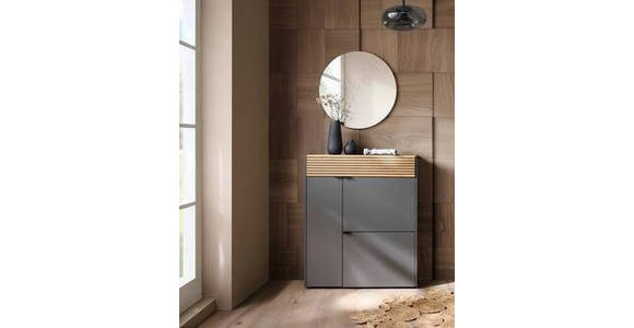 GARDEROBE 2-teilig in 83/200/22 cm - Eichefarben/Graphitfarben, Design, Glas/Holzwerkstoff (83/200/22cm) - Voleo