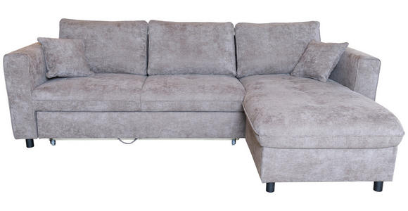 ECKSOFA Cappuccino Flachgewebe Zierkissen, Rückenkissen, Bettkasten, Schlaffunktion, Rücken echt, Liegefläche im Originalstoff  - Schwarz/Cappuccino, KONVENTIONELL, Textil/Metall (252/162cm) - Carryhome