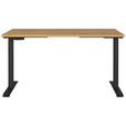 SCHREIBTISCH 140/80/72-118 cm  in Braun, Schwarz, Eichefarben  - Eichefarben/Schwarz, MODERN, Holzwerkstoff/Metall (140/80/72-118cm) - Novel