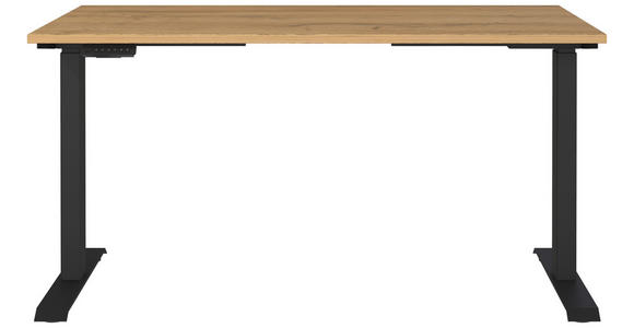 SCHREIBTISCH 140/80/72-118 cm in Braun, Schwarz, Eichefarben - Eichefarben/Schwarz, MODERN, Holzwerkstoff/Metall (140/80/72-118cm) - Novel
