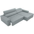 ECKSOFA DUA in Echtleder Hellgrau  293/170 cm  - Chromfarben/Hellgrau, Design, Leder/Metall (293/170cm) - Novel
