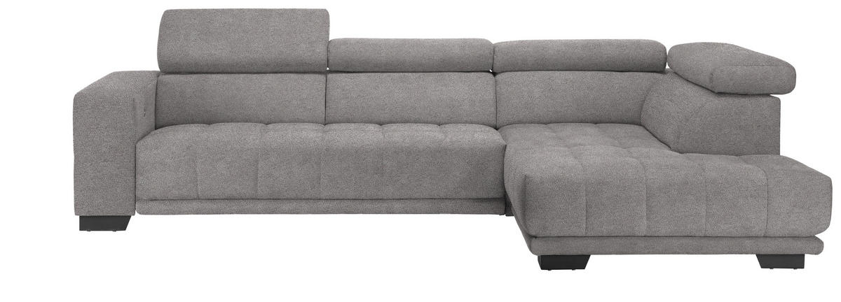 ECKSOFA in Mikrofaser Hellgrau  301/207 cm  - Hellgrau/Schwarz, Design, Textil/Metall (301/207cm) - Xora