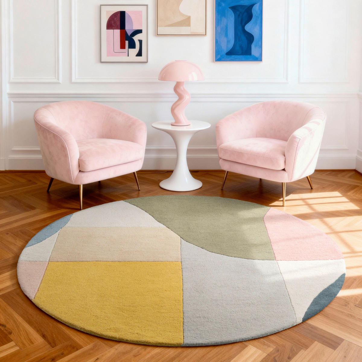 WOLLTEPPICH 160 cm Westminster Curzon Creme, Multicolor rund  - Multicolor/Creme, Basics, Textil (160cm) - Ted Baker