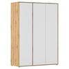 DREHTÜRENSCHRANK 140/194/53 cm,  in Weiß, Eiche Artisan, 3-türig  - Weiß/Eiche Artisan, MODERN, Holzwerkstoff (140/194/53cm) - Rauch Möbel