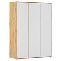 DREHTÜRENSCHRANK 140/194/53 cm,  in Weiß, Eiche Artisan, 3-türig  - Weiß/Eiche Artisan, MODERN, Holzwerkstoff (140/194/53cm) - Rauch Möbel