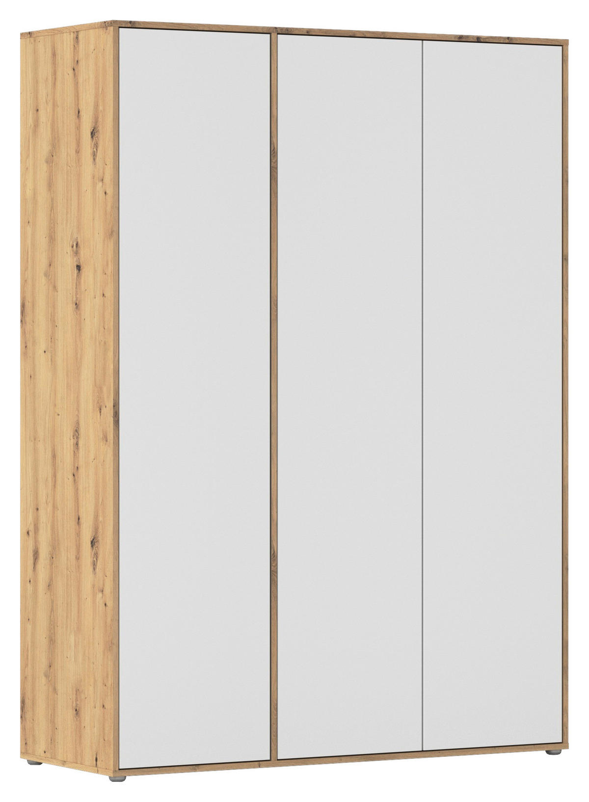 DREHTÜRENSCHRANK 140/194/53 cm,  in Weiß, Eiche Artisan, 3-türig  - Weiß/Eiche Artisan, MODERN, Holzwerkstoff (140/194/53cm) - Rauch Möbel