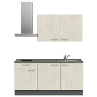 KÜCHENBLOCK 180 cm   in Weiß, Schieferfarben  - Schieferfarben/Edelstahlfarben, MODERN, Holzwerkstoff/Metall (180cm) - Nobilia