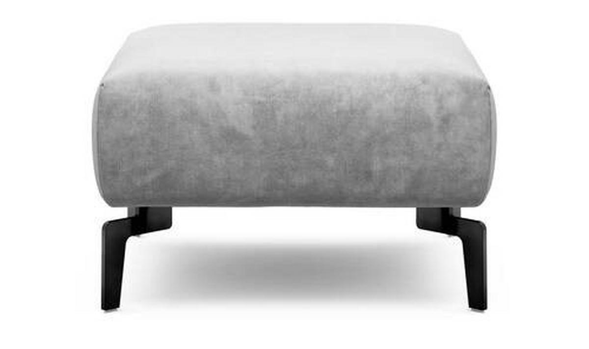 HOCKER Samt Hellgrau  - Hellgrau/Schwarz, Design, Textil/Metall (70/70/46cm) - SENSOO