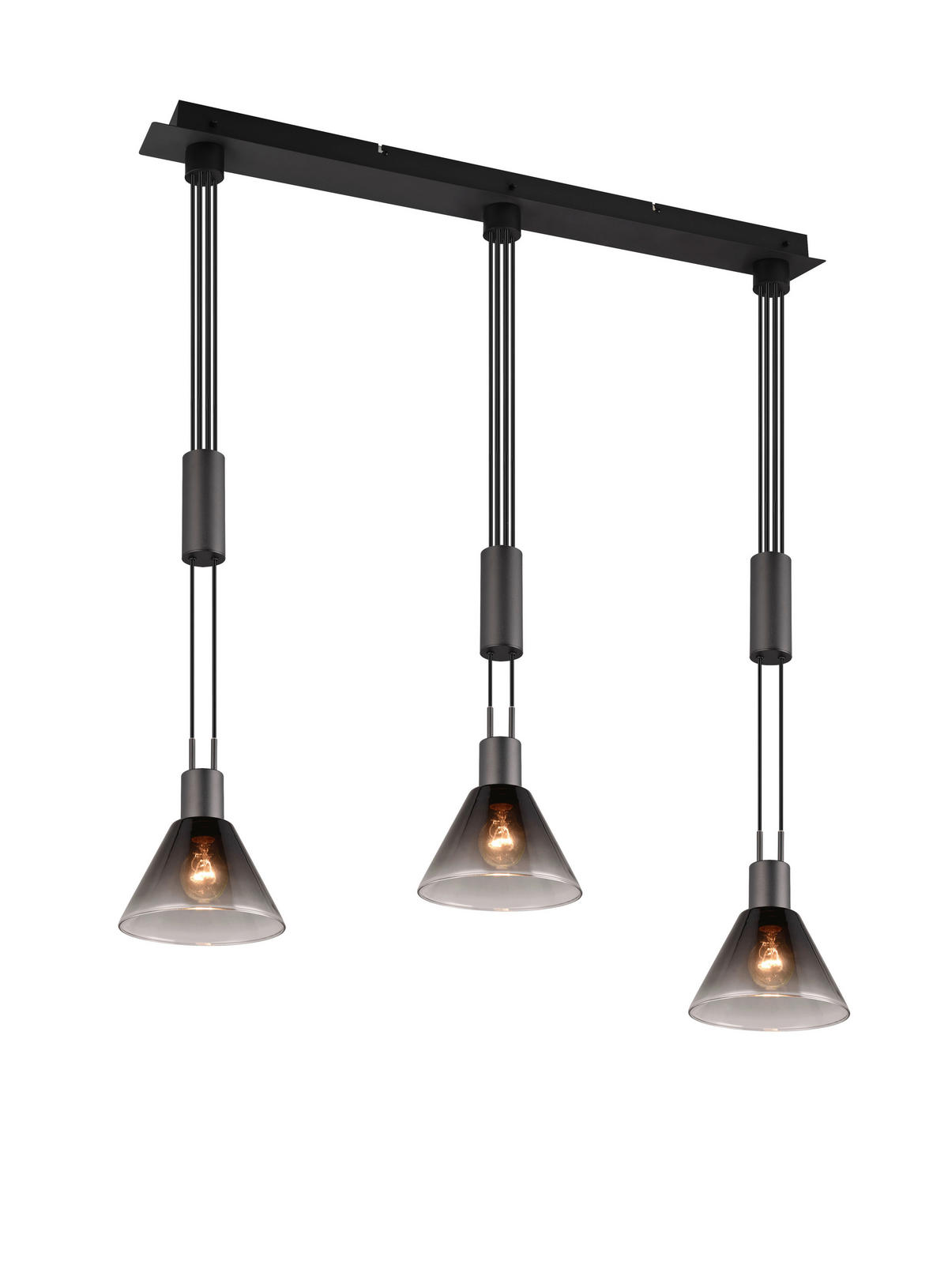 HÄNGLAMPA Stanley 95/19/160 cm  - grå/svart, Design, metall/glas (95/19/160cm) - Trio Leuchten