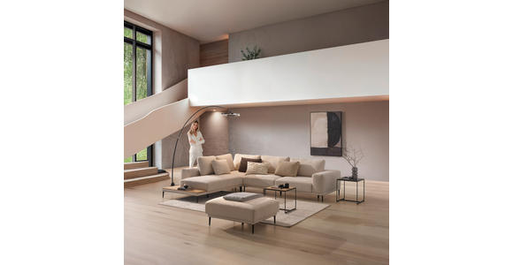 ECKSOFA in Leinwand Naturfarben 271/318 cm - Schwarz/Naturfarben, Design, Textil/Metall (271/318cm) - Emilio Belluti