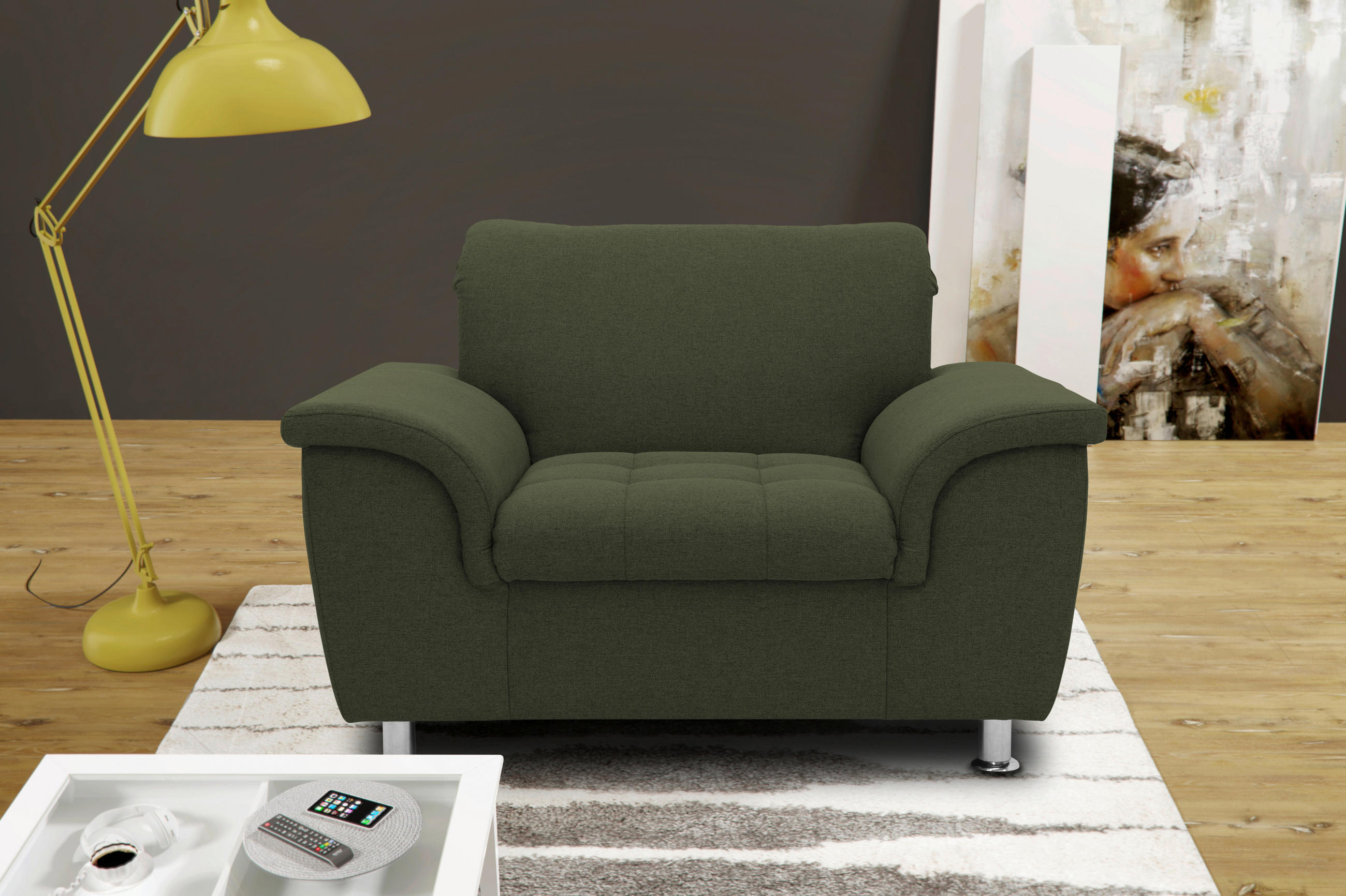 SESSEL Webstoff Grün    - Chromfarben/Grün, KONVENTIONELL, Textil/Metall (120/81/97cm) - MID.YOU