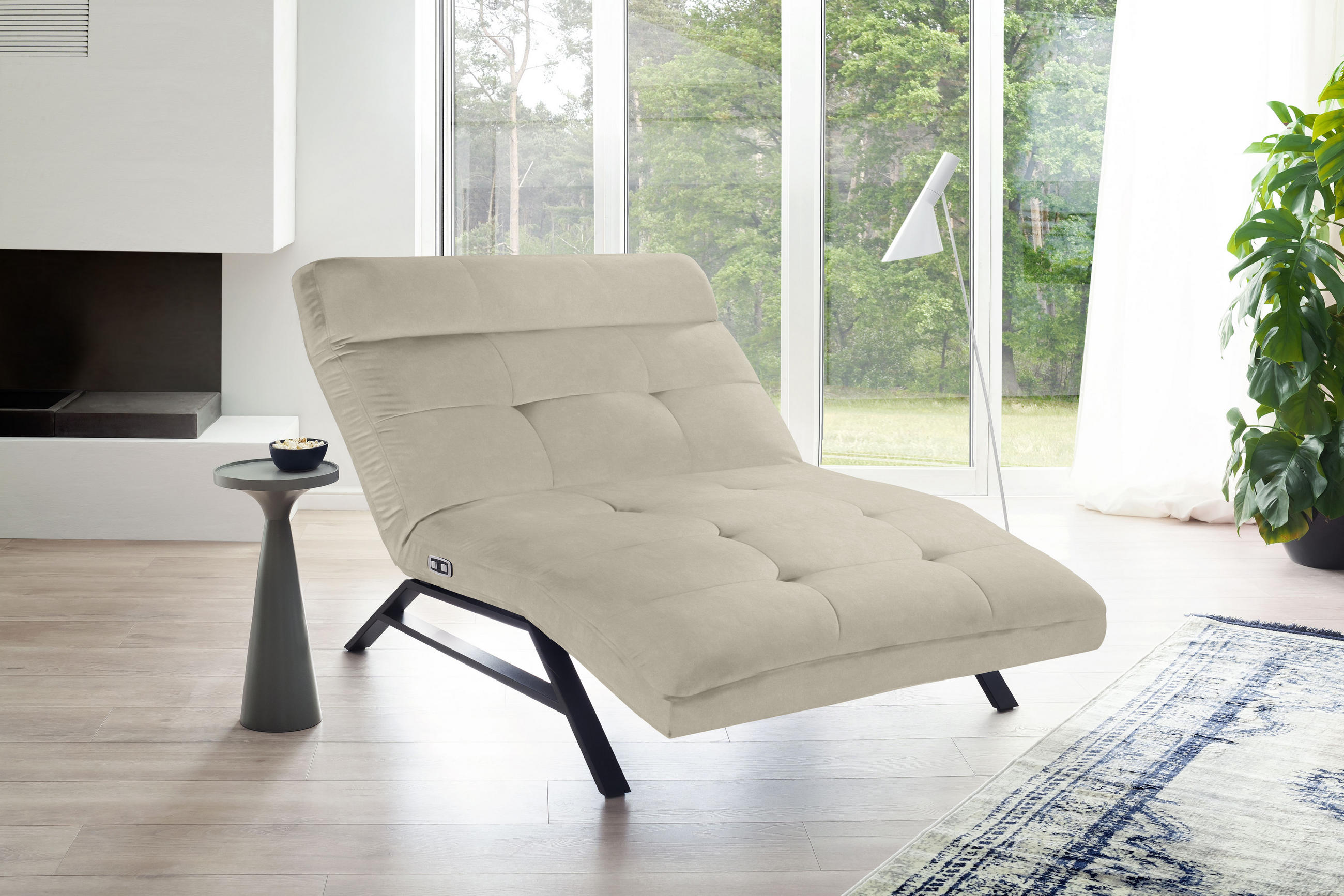 Liege mit motorischer Relaxfkt Mikrofaser Taupe  - Taupe/Schwarz, Design, Textil/Metall (120/54-113/158-198cm) - Pure Home Lifestyle