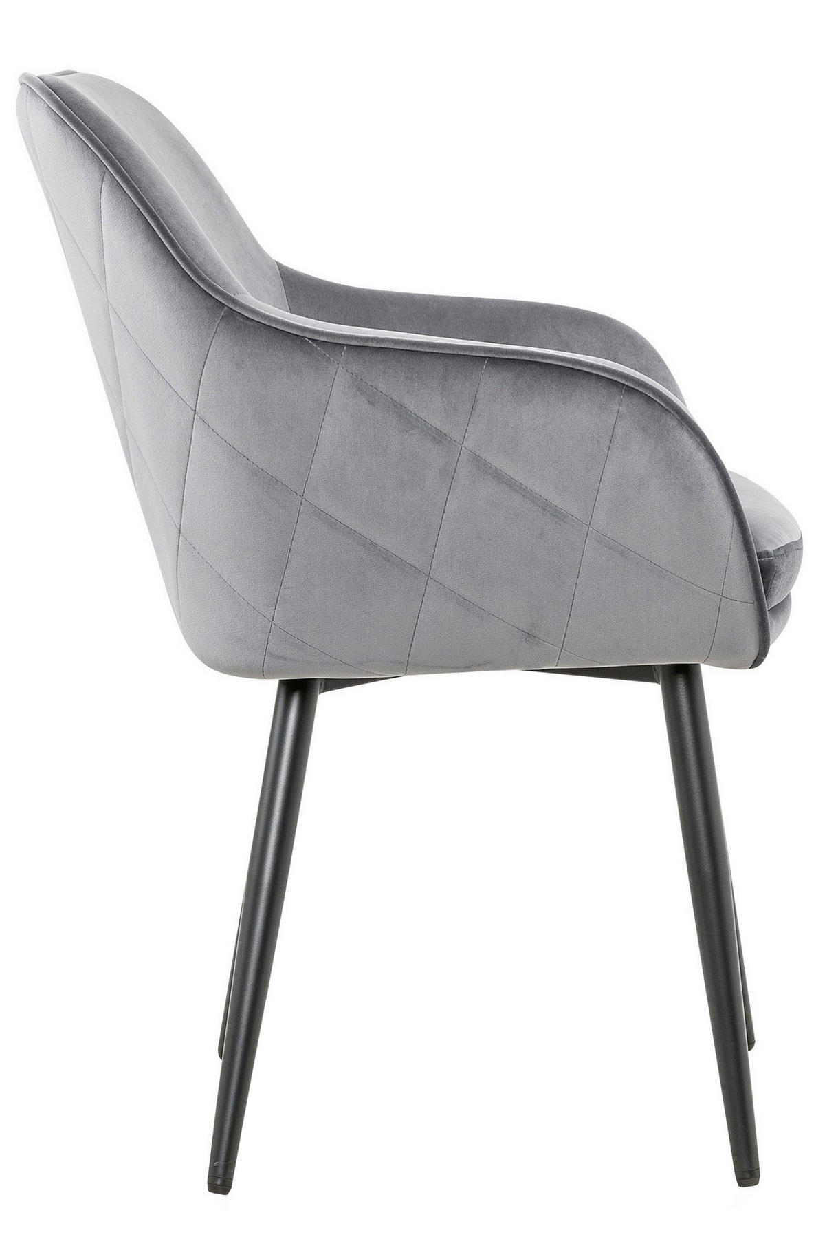 ARMLEHNSTUHL  in Samt  - Schwarz/Grau, MODERN, Textil/Metall (61/85/60cm) - Livetastic
