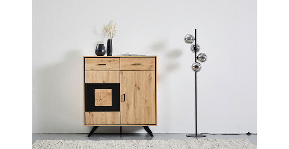 HIGHBOARD in 110/121/40 cm - Eichefarben/Schwarz, LIFESTYLE, Holzwerkstoff/Metall (110/121/40cm) - Xora