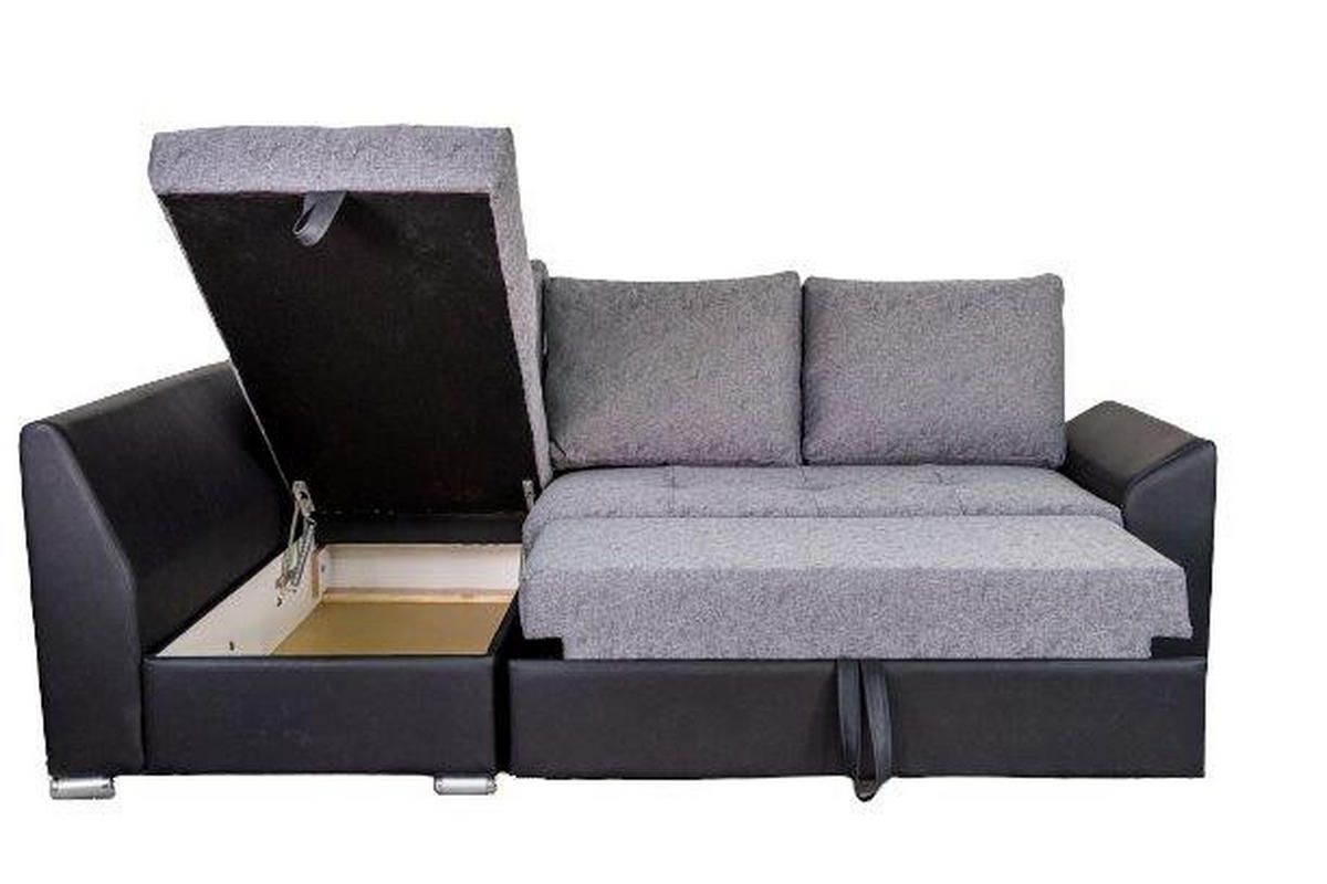 SJEDEĆA GARNITURA drvo, plastika, tekstil, drvni materijal  siva, crna   - siva/crna, Design, drvni materijal/drvo (150/240cm)