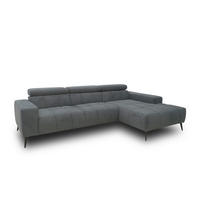 ECKSOFA TRENTO Dunkelgrau Mikrofaser  - Dunkelgrau/Schwarz, MODERN, Textil/Metall (287/175cm) - MID.YOU