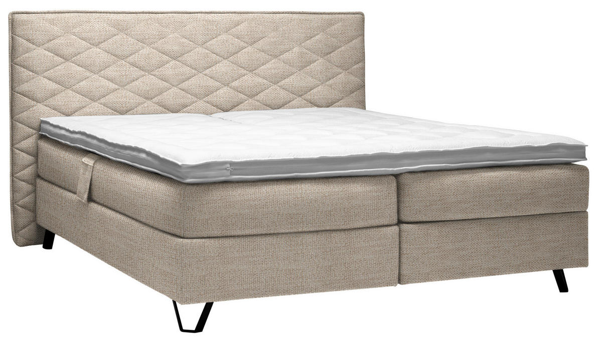 BOXSPRINGBETT 200/200 cm  in Beige  - Beige/Schwarz, Konventionell, Holz/Textil (200/200cm) - Sjöholm