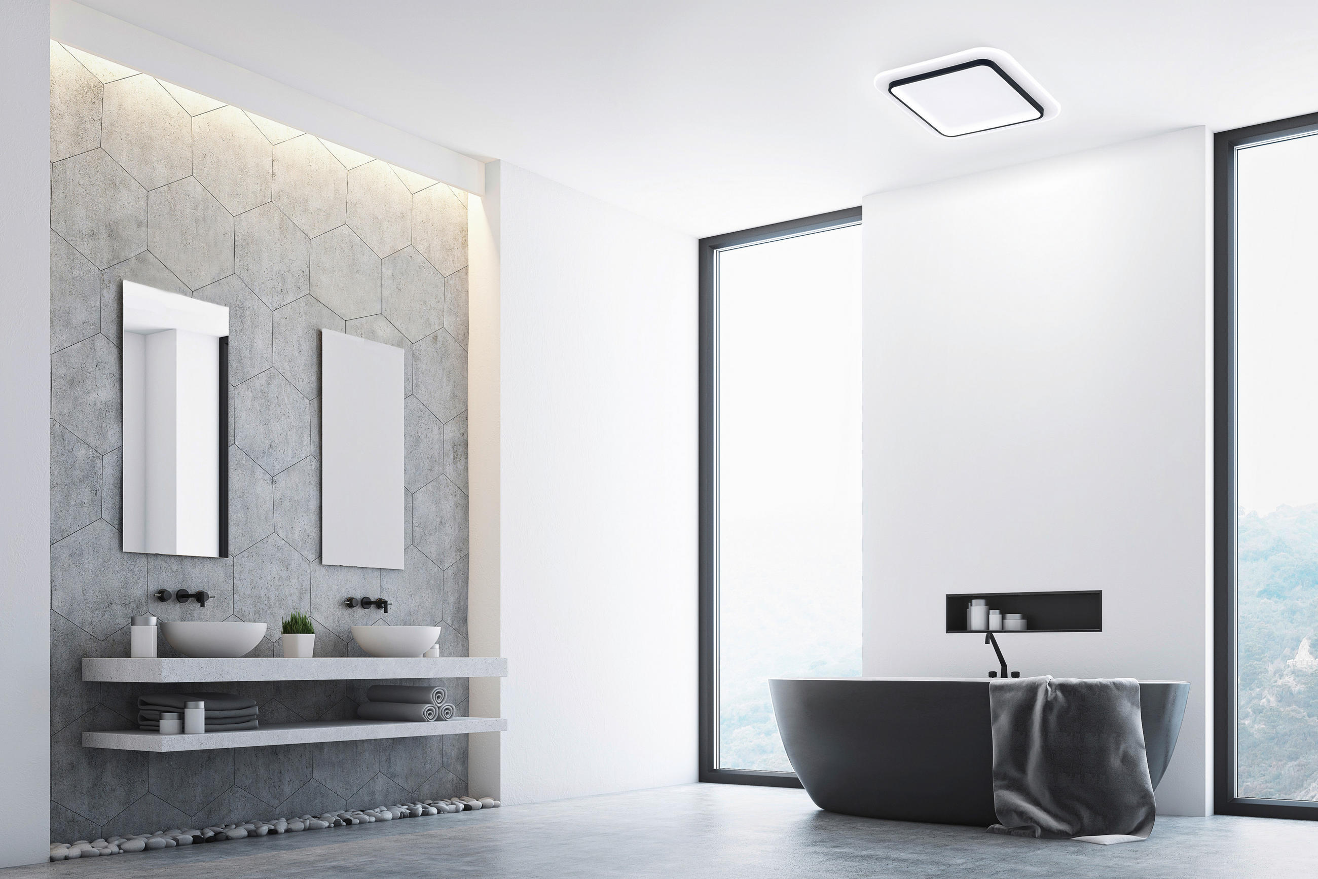 LED-DECKENLEUCHTE Blithe 50/50/5 cm   - Sandfarben/Schwarz, Basics, Metall (50/50/5cm) - Fischer & Honsel