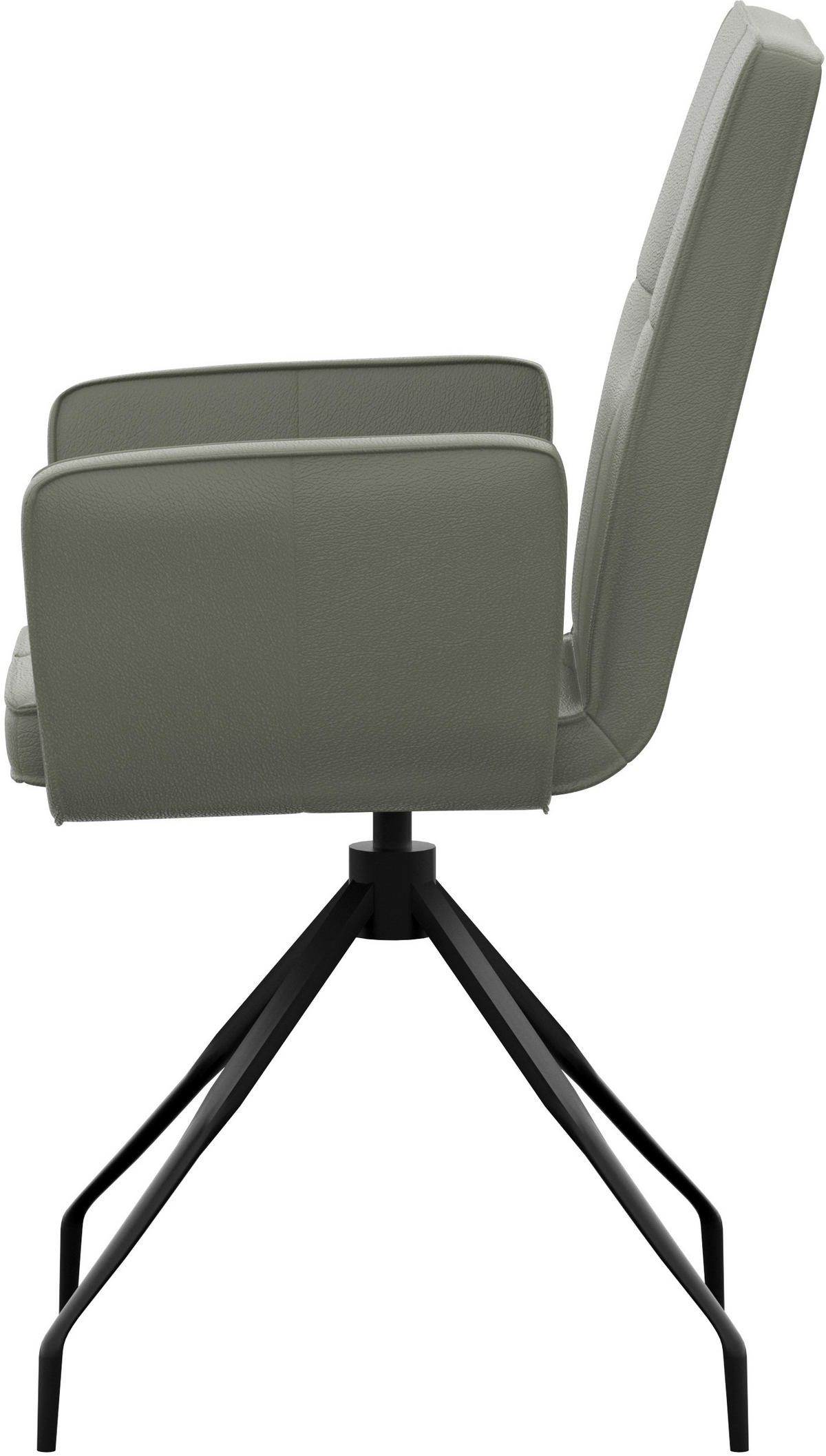 ARMLEHNSTUHL  in Stahl Echtleder pigmentiert  - Schwarz/Graugrün, Design, Leder/Metall (65/91/58cm) - Moderano