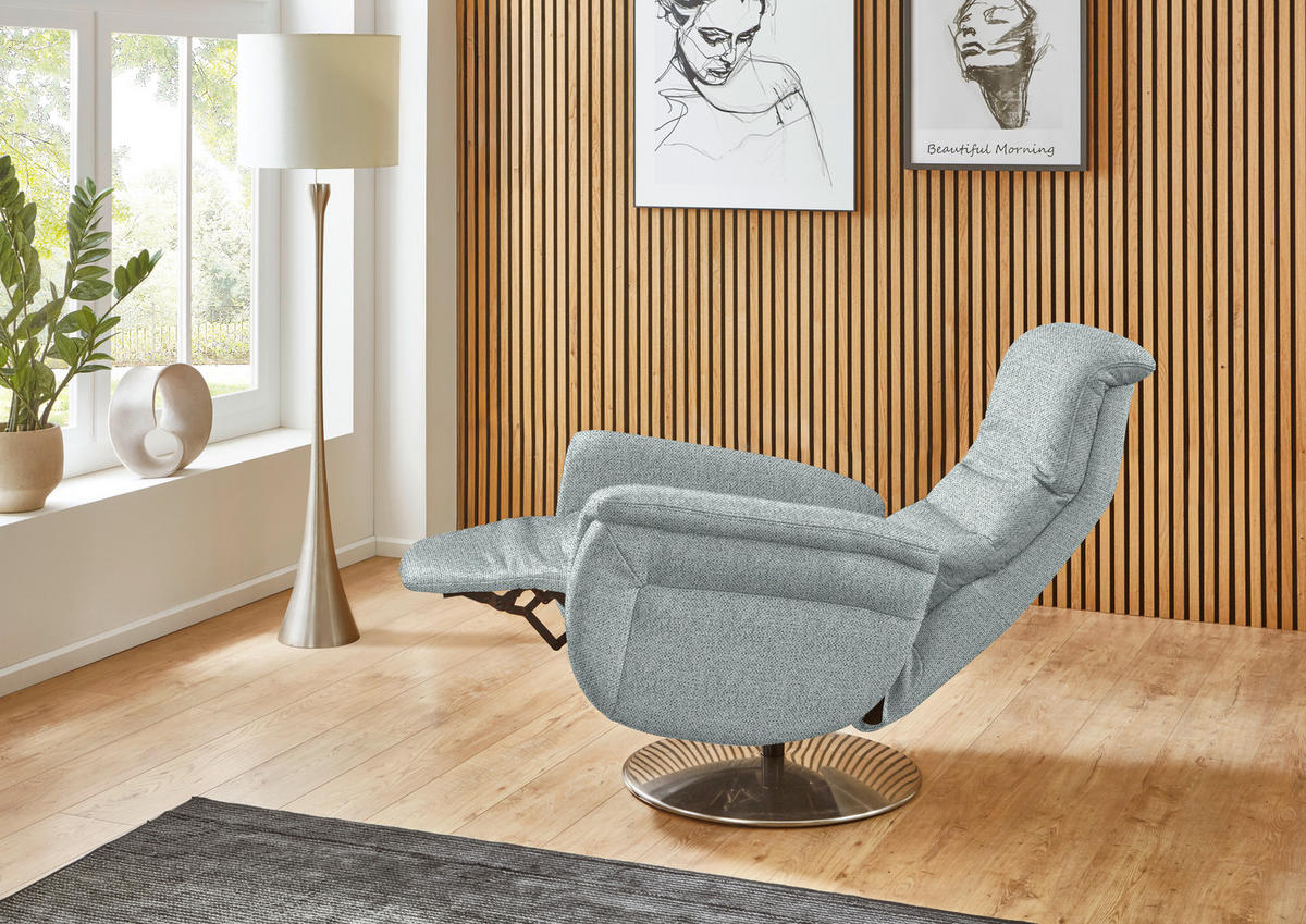 RELAXSESSEL in Textil Hellgrau  - Edelstahlfarben/Hellgrau, KONVENTIONELL, Textil/Metall (79/112/94cm) - Beldomo Premium