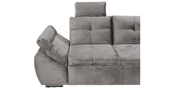 ECKSOFA in Mikrovelours Hellgrau - Hellgrau/Schwarz, KONVENTIONELL, Kunststoff/Textil (275/170cm) - Carryhome